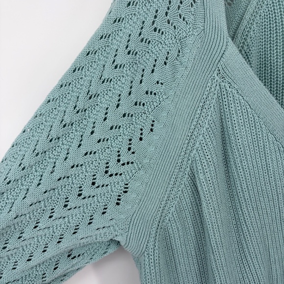 Torrid Pointelle Cardigan Balloon Sleeve Sweater Blue 5X Open Comfy Cozy Holiday - Picture 3 of 12
